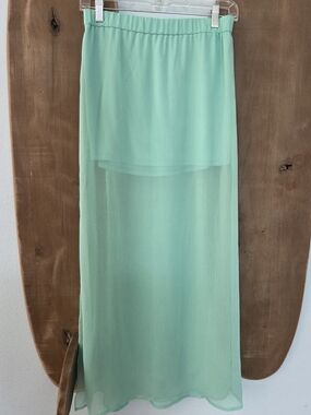 Express Mint Green Sheer Maxi Skirt